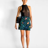 Iridescent Flowers Mini Skirt