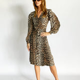 Leopard Print Midi Wrap Dress