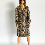 Leopard Print Midi Wrap Dress