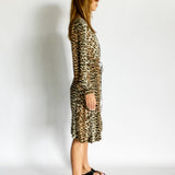 Leopard Print Midi Wrap Dress