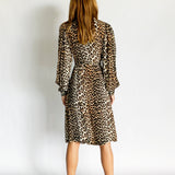 Leopard Print Midi Wrap Dress