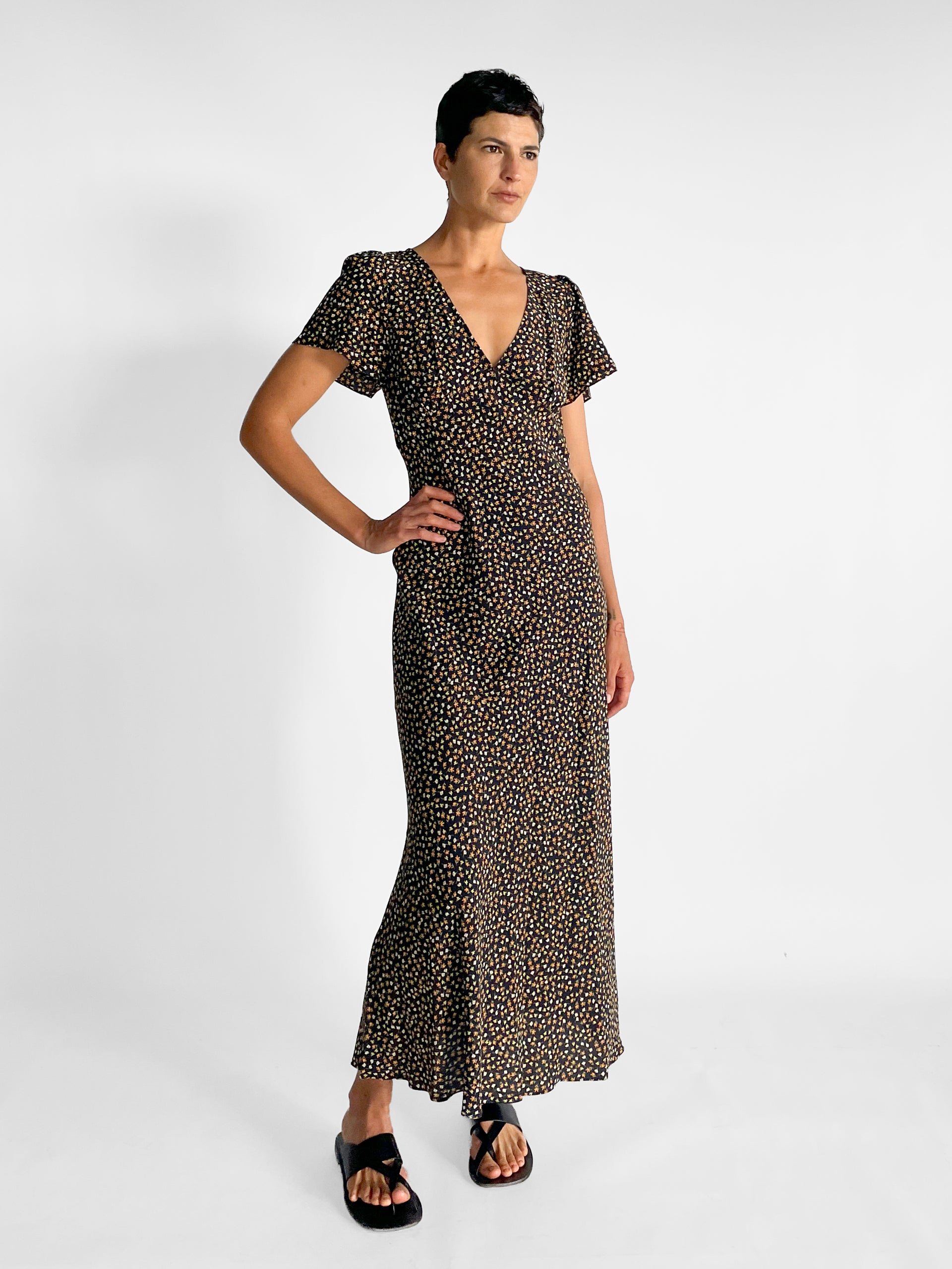matteau short sleeve bias dress Short Sleeve Bias Dress - Black