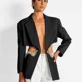 Cut Out Blazer with Chain Belt