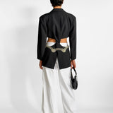 Cut Out Blazer with Chain Belt