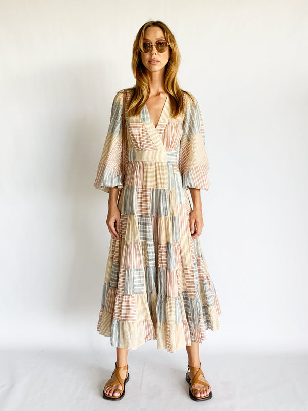 Andie Striped Cotton Midi Wrap Dress