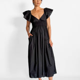 Flutter Sleeve Midi Dress
