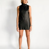 Leather Shift Mini Dress