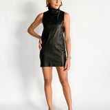 Leather Shift Mini Dress