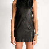 Leather Shift Mini Dress