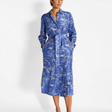 Map-Print Silk Midi Shirtdress