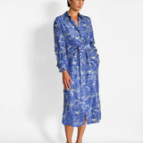 Map-Print Silk Midi Shirtdress