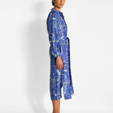 Map-Print Silk Midi Shirtdress