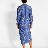 Map-Print Silk Midi Shirtdress