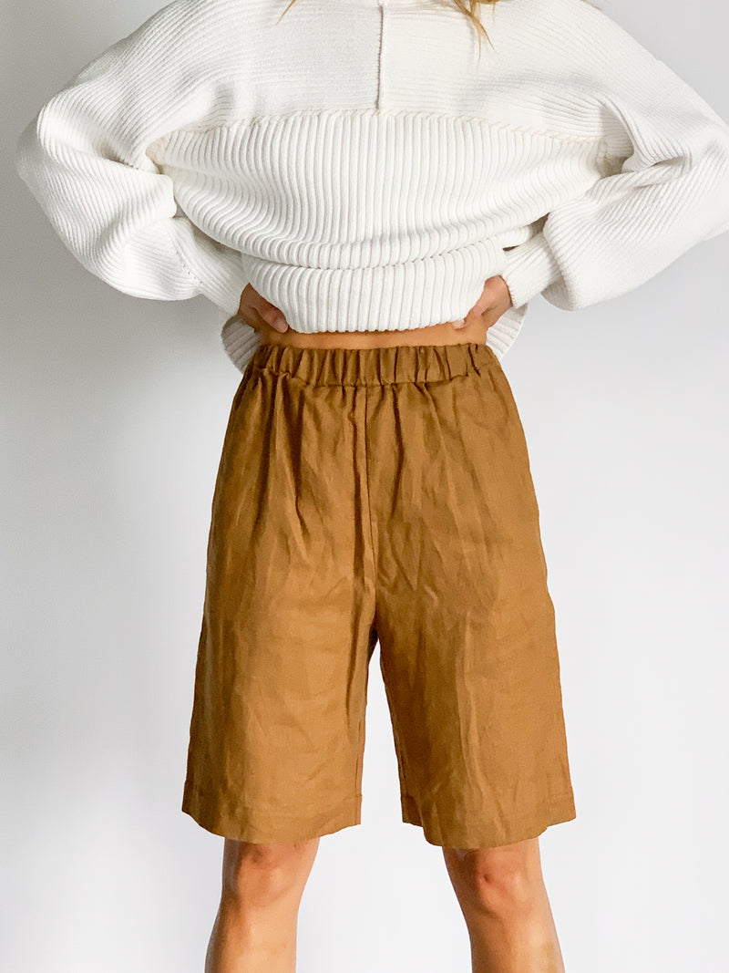 Elasticated Waist Linen Shorts