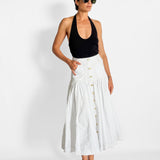 Belmond Button Demin Tiered Midi Skirt