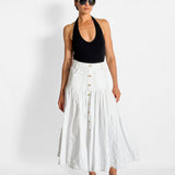 Belmond Button Demin Tiered Midi Skirt
