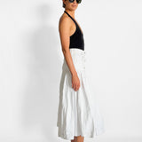 Belmond Button Demin Tiered Midi Skirt