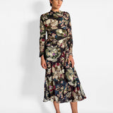 Ruched Silk Maxi Dress