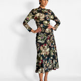 Ruched Silk Maxi Dress