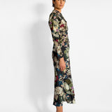 Ruched Silk Maxi Dress