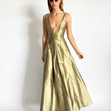 Box Pleat Silk Gown