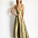 Box Pleat Silk Gown