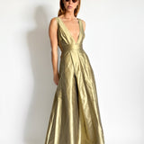 Box Pleat Silk Gown