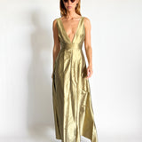 Box Pleat Silk Gown