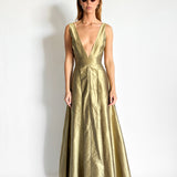 Box Pleat Silk Gown