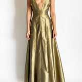 Box Pleat Silk Gown