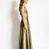 Box Pleat Silk Gown