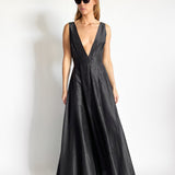 Box Pleat Silk Gown