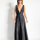 Box Pleat Silk Gown