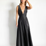 Box Pleat Silk Gown