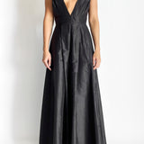 Box Pleat Silk Gown