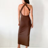 Aude Asymmetric Knit Maxi Dress