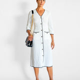 Scalloped Trim Knit Midi Dress