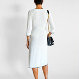 Scalloped Trim Knit Midi Dress