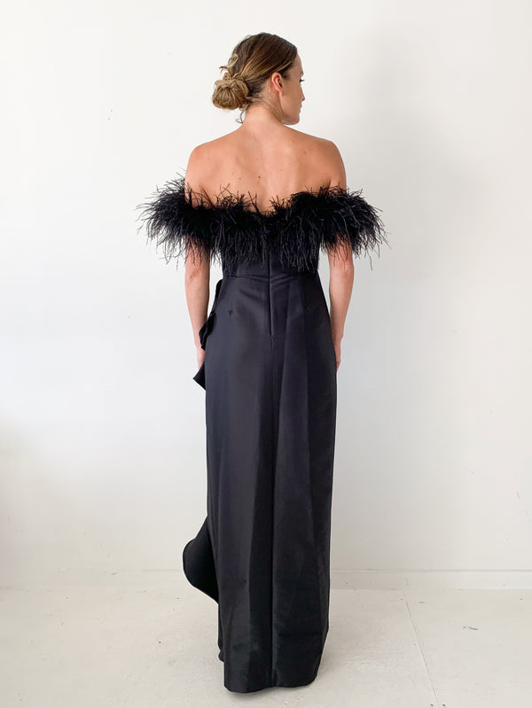 Ostrich Feather Adorned Gown