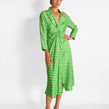 Eliana Draped Silk Midi Dress