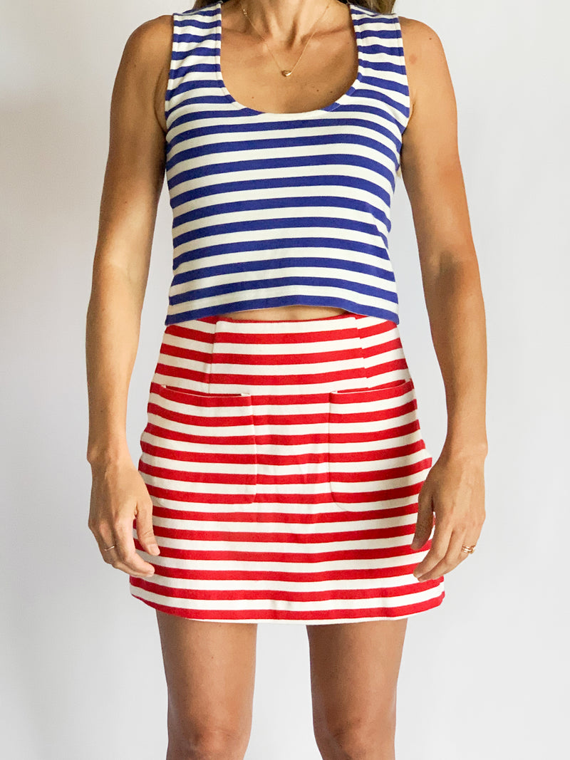 Stripe Top and Mini Skirt Set