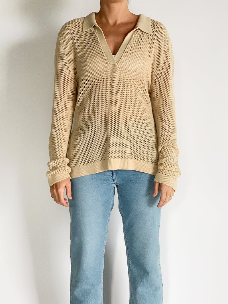 Open Collar Knitted Top
