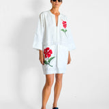 HIbiscus Embroidered Tunic Dress