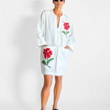 HIbiscus Embroidered Tunic Dress