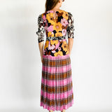 Cozi Contrast Print Silk Midi Dress