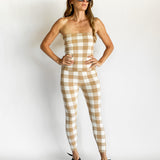 Check Corset and  Capri Pants Set