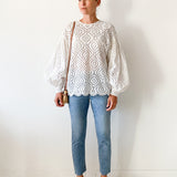 Puff Sleeve Embroidered Top