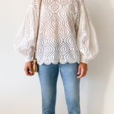 Puff Sleeve Embroidered Top