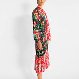 Neck Tie Blouse and Midi Skirt Set