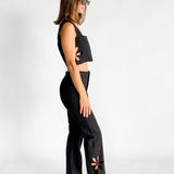 Flower Cut Out Crop Top and Pant Set